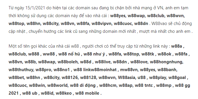 Update link W88 tại W88 Hồng Nhung